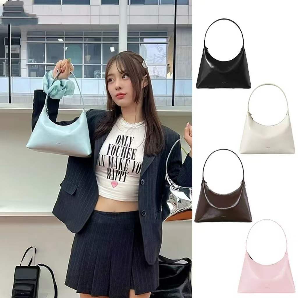 Half Moon Bag Suede - حقيبة كتف نسائية كورية أنيقة من
