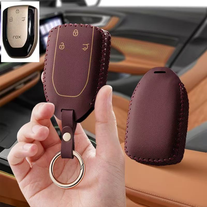 Key Holder Leather Pouch - غطاء حافظة مفتاح السيارة مع حلقة