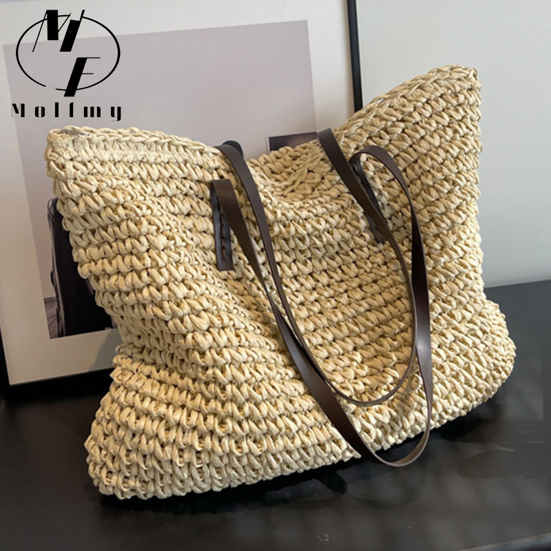 Luxury Bags Store - القش المنسوجة حمل الحقائب عارضة كبيرة