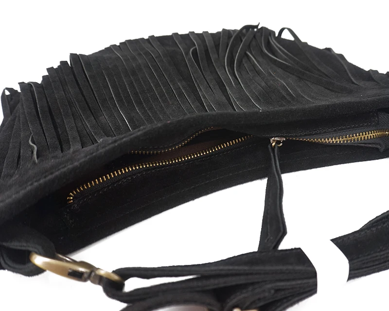 المرأة جلد طبيعي الجلد المدبوغ - مراجعة Half Moon Bag Suede وسعره
