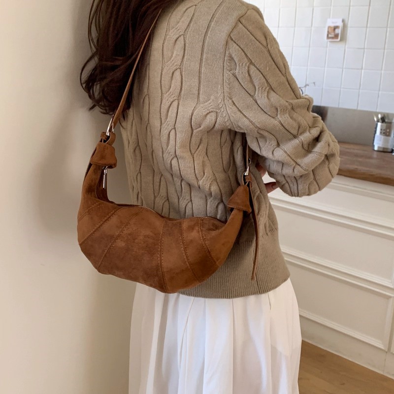 JIAERDI ريترو بلون الجلد المدب - مراجعة Half Moon Bag Suede وسعره