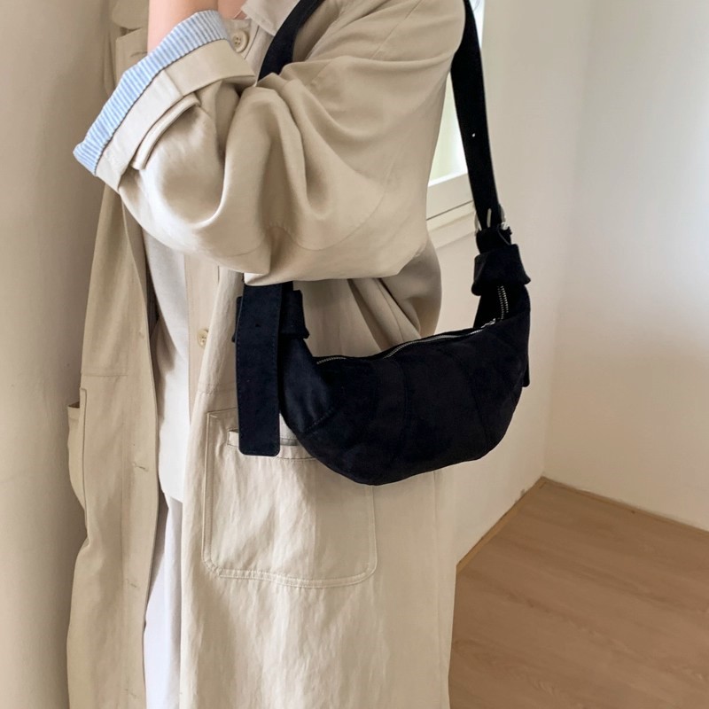 JIAERDI ريترو بلون الجلد المدب - مراجعة Half Moon Bag Suede وسعره