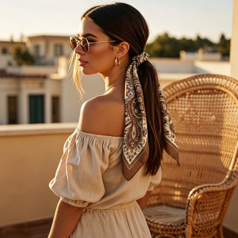وشاح ساتان فاخر مربع الشكل بنق - مراجعة Luxury Bags Casual وسعره